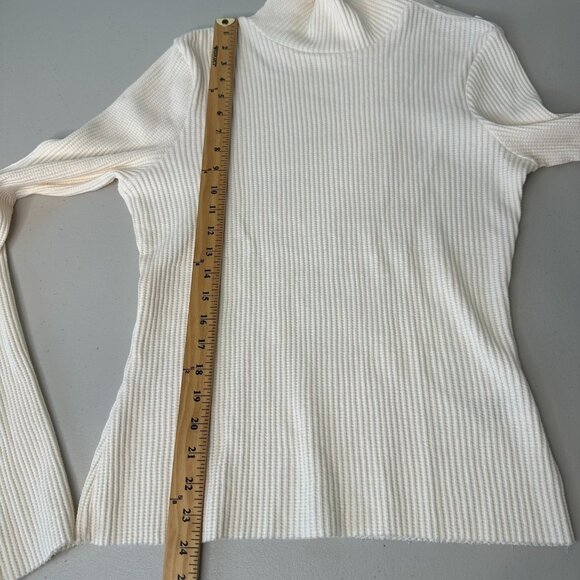 The Range Thermal Knit Button Turtleneck Top Size L Cream Preppy Chic - Picture 6 of 11